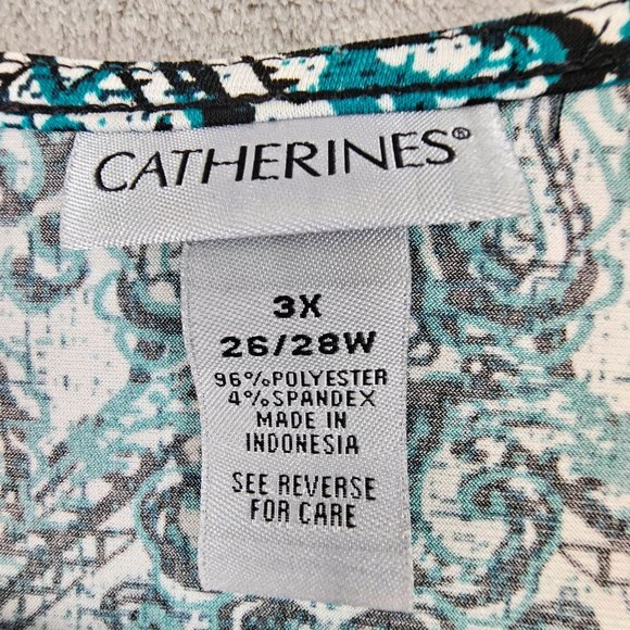 Catherines Top Women's 3X Multicolor Paisley Peek A Boo Shoulder Half Sleeve - Picture 8 of 9